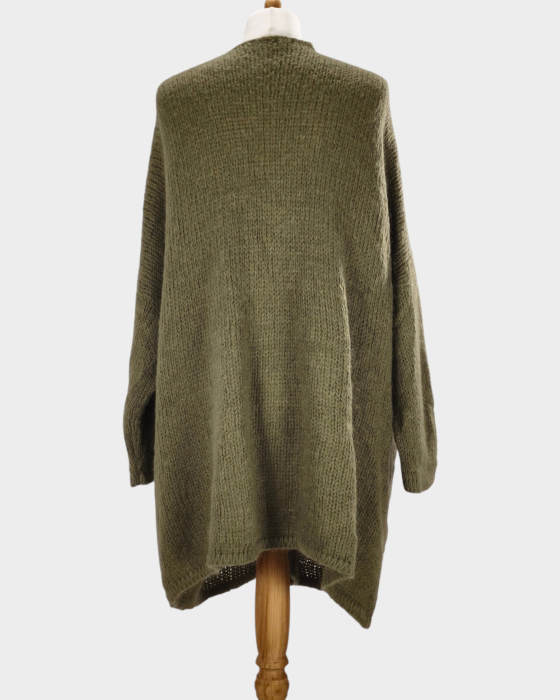Blazer tricotat kaki din blend de mohair Made in Italy [3]