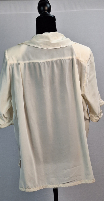 Bluză vintage din mătase naturală 100% ivory cu guler brodat [4]