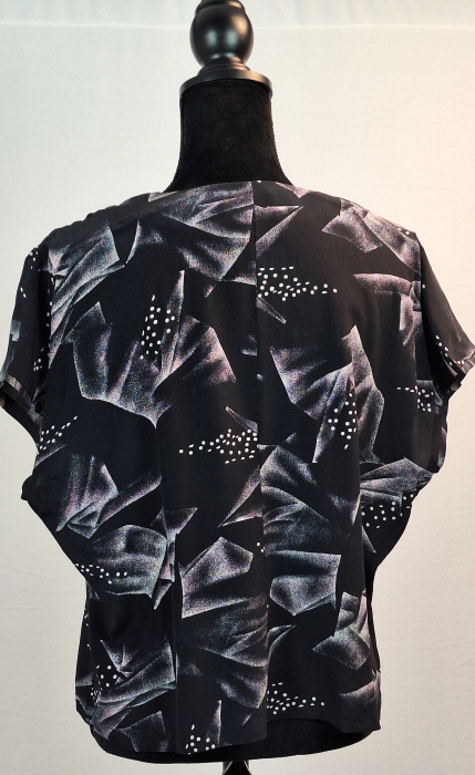 Bluză vintage Hofel 100% mătase naturală cu închidere dublă și imprimeu abstract [3]