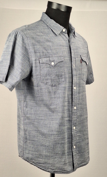 Cămașă bărbătească Levi's 100% bumbac gri chambray cu mânecă scurtă [4]