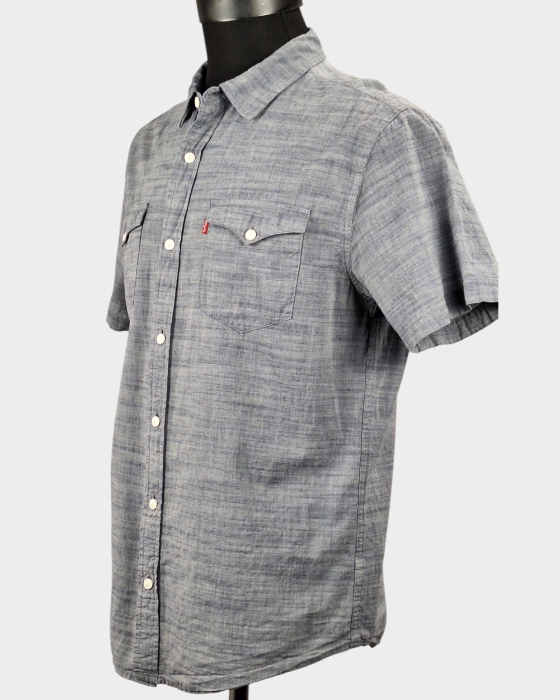 Cămașă bărbătească Levi's 100% bumbac gri chambray cu mânecă scurtă [3]