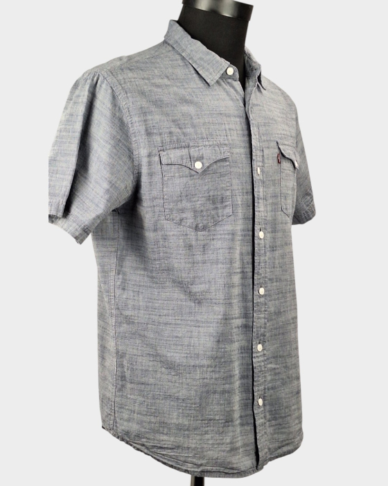 Cămașă bărbătească Levi's 100% bumbac gri chambray cu mânecă scurtă [5]