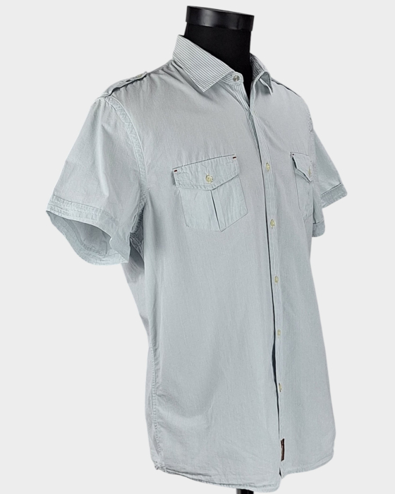 Cămașă bărbătească Trussardi Jeans 100% bumbac albastru foarte deschis premium [5]