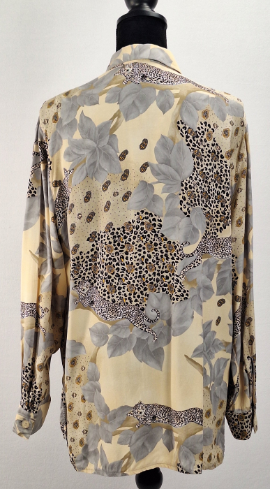 Camasa dama imprimeu leopard si motive botanice crem [4]