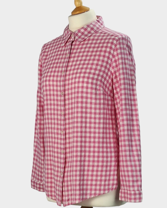 Cămașă Grae Linen roz din in și vâscoză cu carouri gingham mărime S [2]