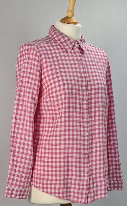 Cămașă Grae Linen roz din in și vâscoză cu carouri gingham mărime S [4]