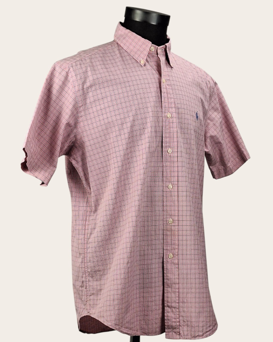 Cămașă Ralph Lauren Classic Fit bumbac în carouri roz bleu și alb [4]