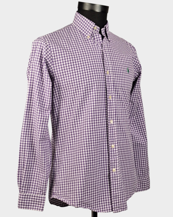 Cămașă Ralph Lauren Custom Fit în carouri mov din bumbac [4]