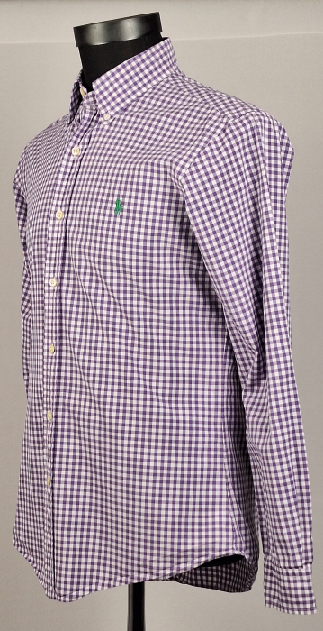 Cămașă Ralph Lauren Custom Fit în carouri mov din bumbac [3]