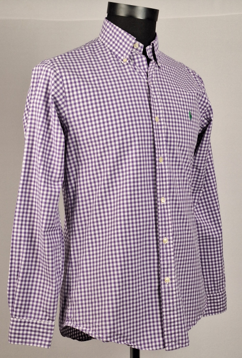Cămașă Ralph Lauren Custom Fit în carouri mov din bumbac [4]