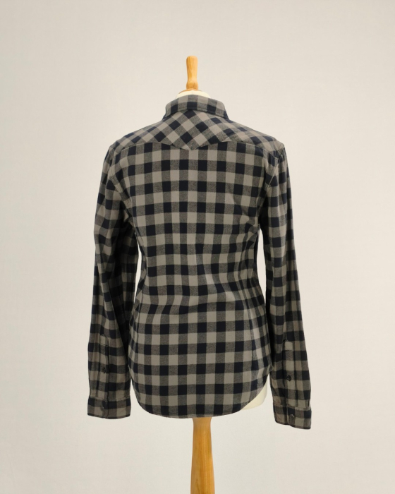 Camasa-unisex-Lee-100-bumbac-carouri-gri-negru-capse-Caramia [3]