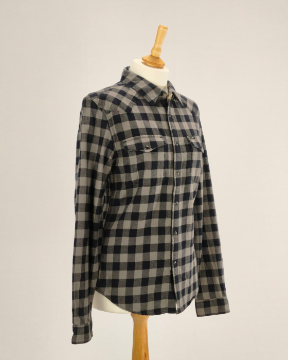 Camasa-unisex-Lee-100-bumbac-carouri-gri-negru-capse-Caramia [4]