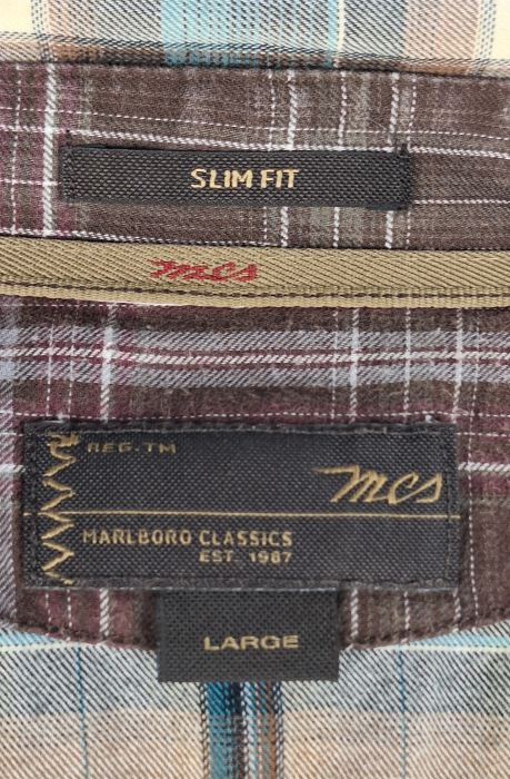 Cămașă unisex Marlboro Classics Slim Fit din bumbac în carouri mărime L [5]