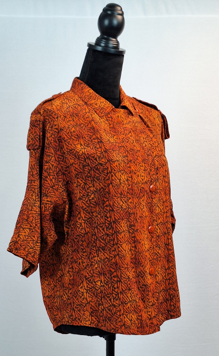 Cămașă Ellen Tracy din mătase naturală 100% cu imprimeu terracotta [3]