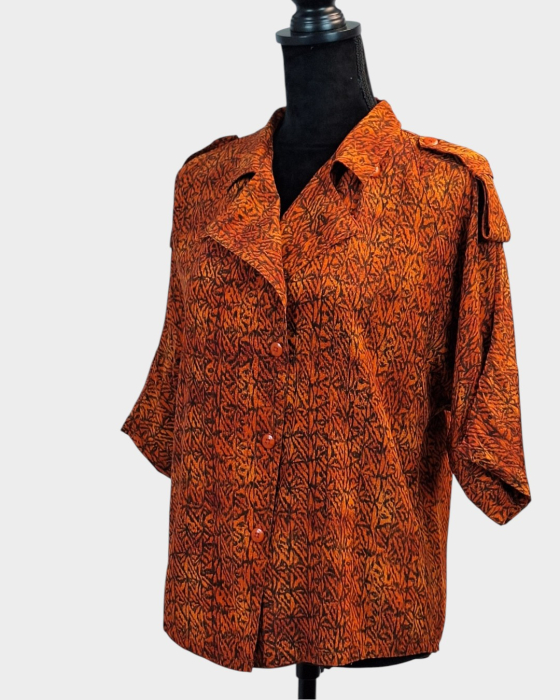 Cămașă Ellen Tracy din mătase naturală 100% cu imprimeu terracotta [3]