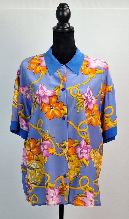 Cămașă vintage tropicală din 100% mătase naturală [1]