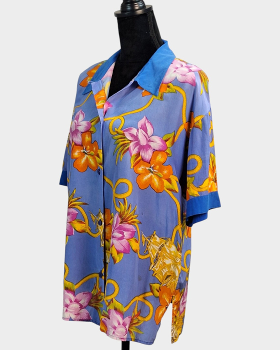 Cămașă vintage tropicală din 100% mătase naturală [2]