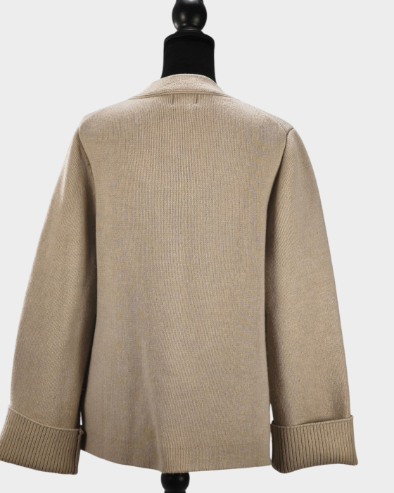 Cardigan bej 100% lână nasturi buzunare M–L [3]