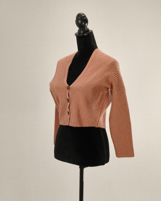 Cardigan Trussardi Jeans roz prăfuit 95% lână 5% cașmir XXS [2]
