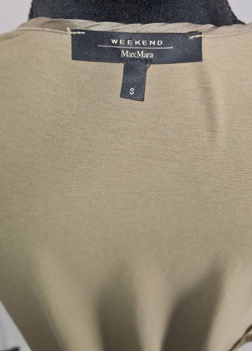 Cardigan lung Weekend Max Mara cu revere fluide și inserții satinate [5]