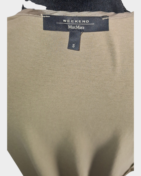 Cardigan lung Weekend Max Mara cu revere fluide și inserții satinate [5]