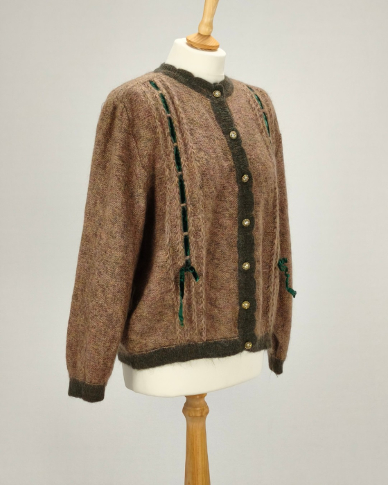 Cardigan Sabri & Lory maro din blend de mohair cu catifea verde [4]