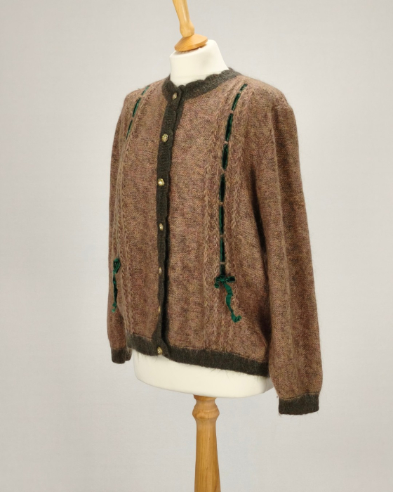 Cardigan Sabri & Lory maro din blend de mohair cu catifea verde [2]