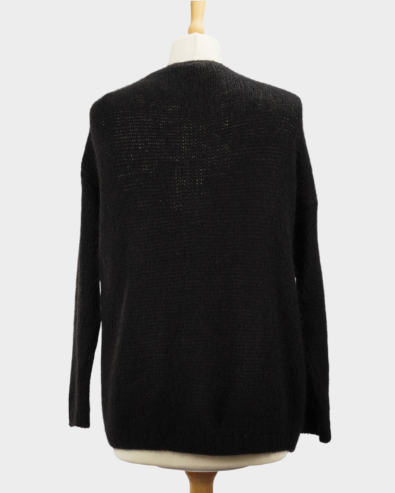 Cardigan negru blend mohair și lână croială lejeră L–XL [3]