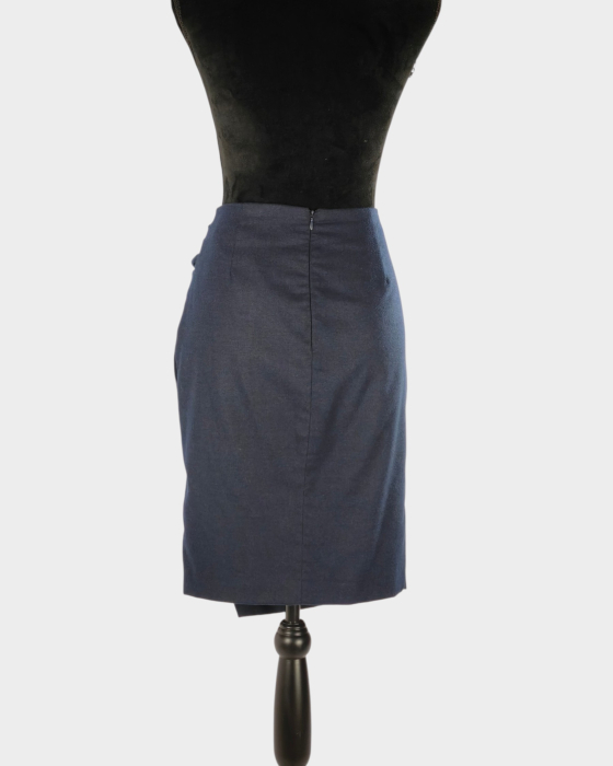 Fustă Armani Jeans bleumarin din blend de lână cu drapaj lateral [3]