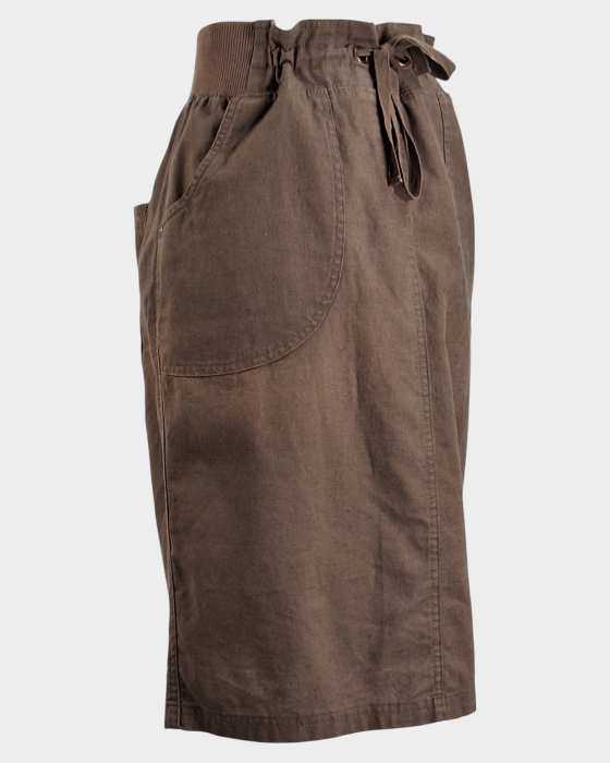 Fusta midi BPC Bonprix Collection 100 bumbac maro [2]