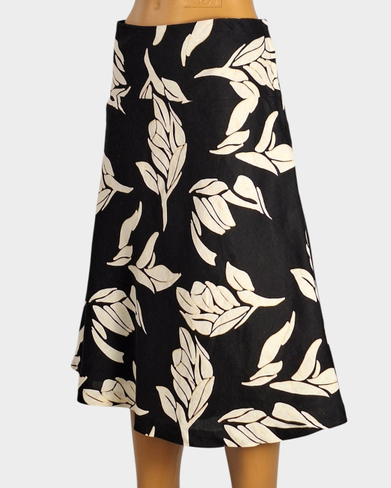 Fustă H&M 100% in cu imprimeu vegetal alb-negru [2]