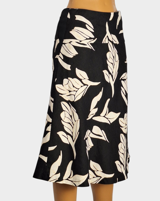Fustă H&M 100% in cu imprimeu vegetal alb-negru [4]