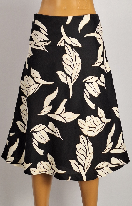 Fustă H&M 100% in cu imprimeu vegetal alb-negru [2]