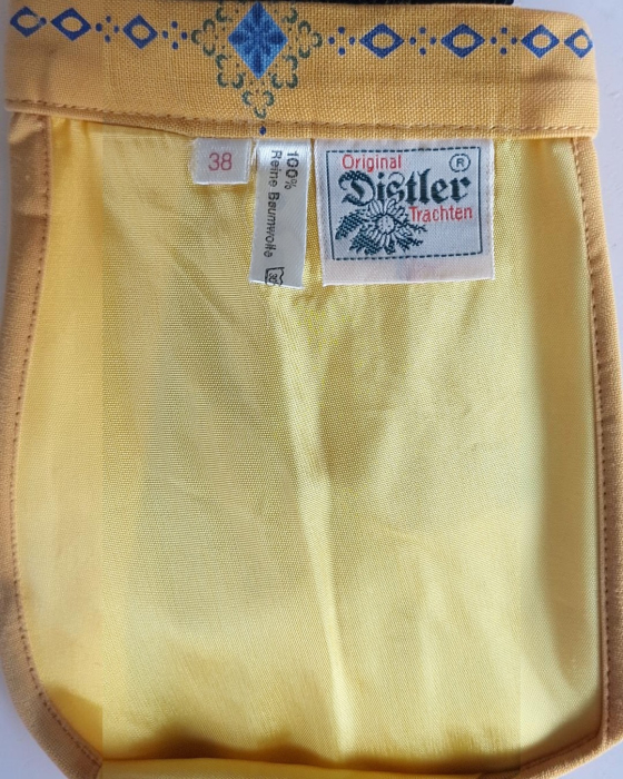 Fustă midi Original Distler Trachten din bumbac galben ocru XS–S [4]
