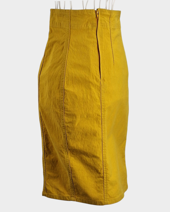Fustă midi vintage Laura Biagiotti Jeans galben muștar Made in Italy [4]