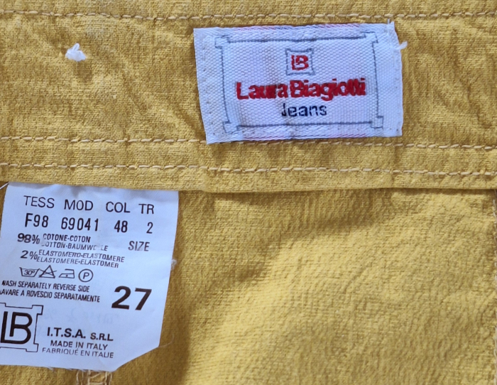 Fustă midi vintage Laura Biagiotti Jeans galben muștar Made in Italy [5]