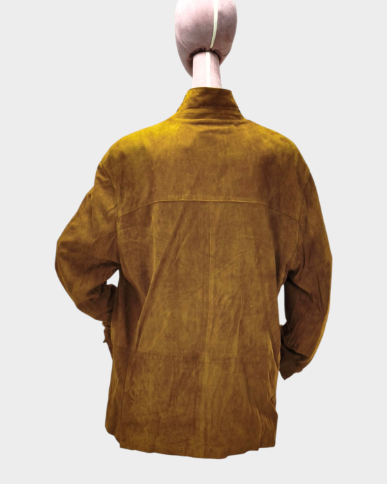 Geacă unisex din piele întoarsă auriu-muștar Made in Italy [3]