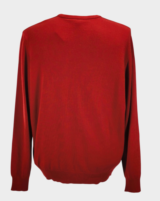 März Classic pulover roșu 100% lână virgină decolteu V,XL [3]