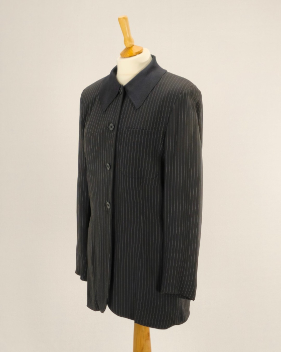 Sacou Max Mara negru cu dungi albe fine, croială dreaptă [3]