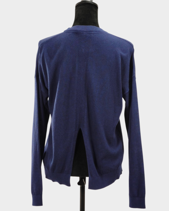 Minimum pulover albastru tricot fin deschidere spate M [3]