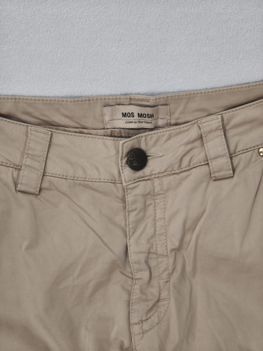 Pantaloni cargo MOS MOSH bej din bumbac, cu ținte aurii, M [2]