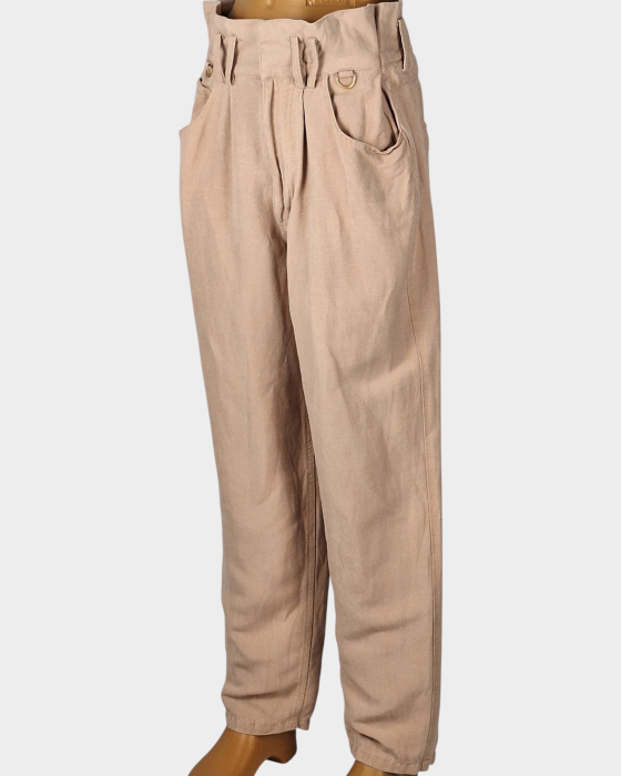 Pantaloni AJE damă din amestec de in și rayon nude roz [2]