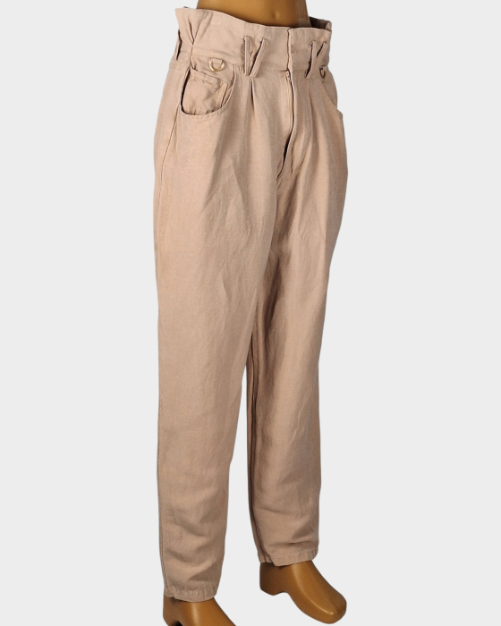 Pantaloni AJE damă din amestec de in și rayon nude roz [4]