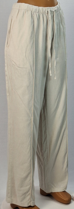 Pantaloni Anko crem din in și vâscoză cu talie elastică mărime L–XL [4]