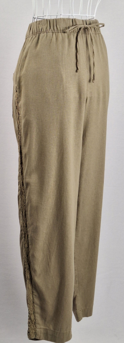 Pantaloni Bonprix din in și viscoză cu inserții macramé [3]