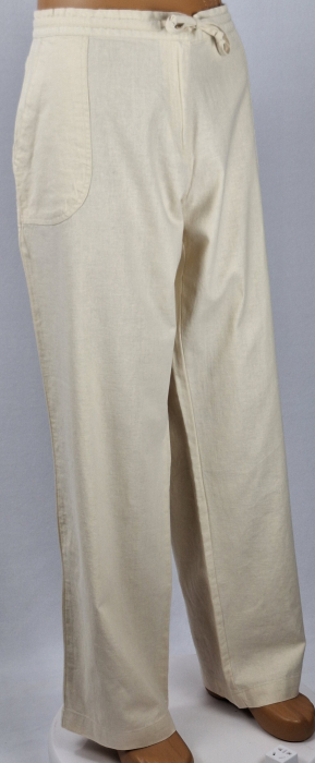 Pantaloni BPC Bonprix Collection crem natur din in și bumbac [4]