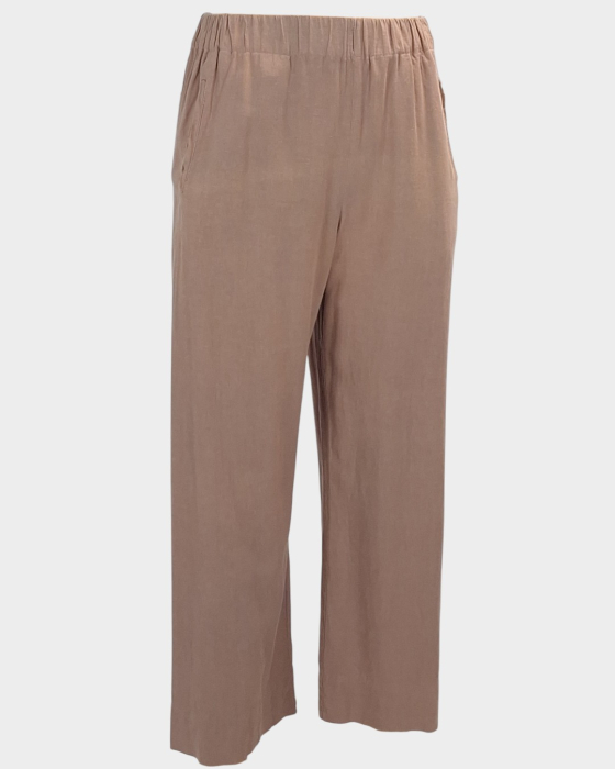 Pantaloni Brownie maro pudrat din in și vâscoză mărime XS–S [2]