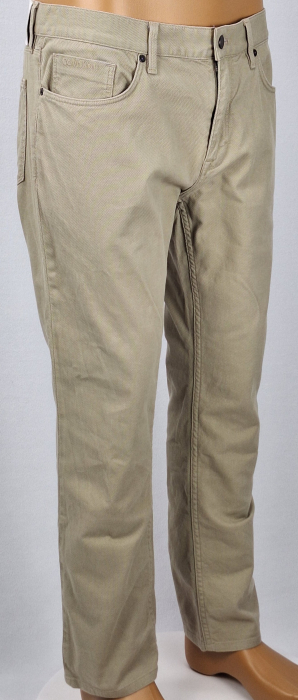 Pantaloni Calvin Klein Straight Fit bej din bumbac cu elastan [4]