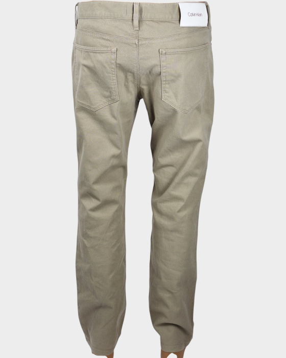 Pantaloni Calvin Klein Straight Fit bej din bumbac cu elastan [3]