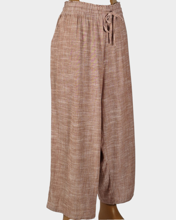 Pantaloni culotte Avella blend de in și vâscoză roz pudrat [4]